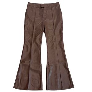 7 for all mankind brown faux leather wide leg bell bottom pants Sz L NWT